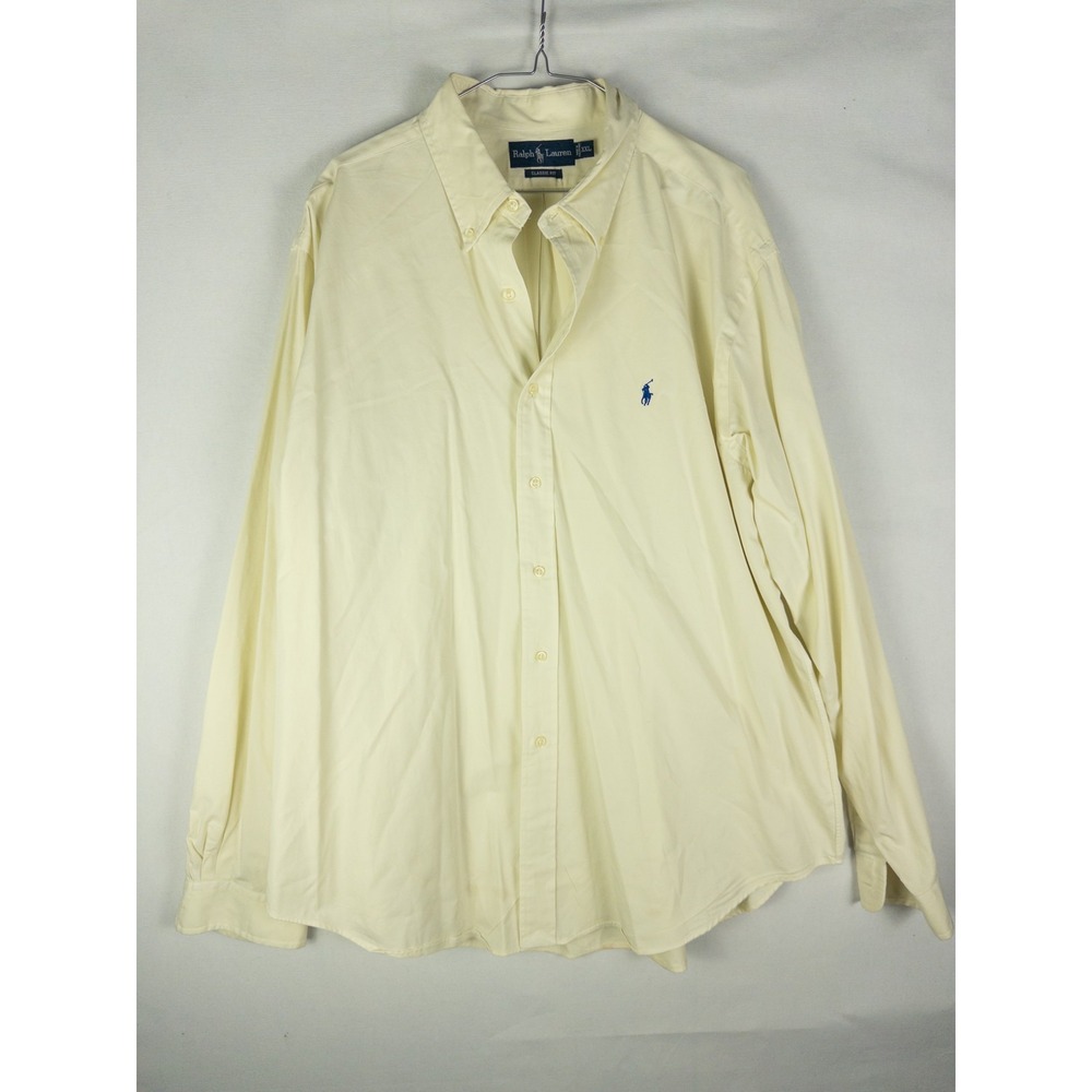 Ralph Lauren Classic Fit Button Down Shirt Mens XXL Yellow Preppy Old Money